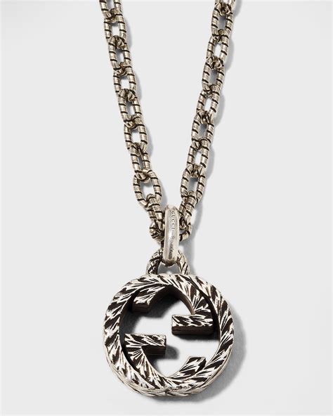 gucci pendant necklace mens|Gucci interlocking g silver pendant.